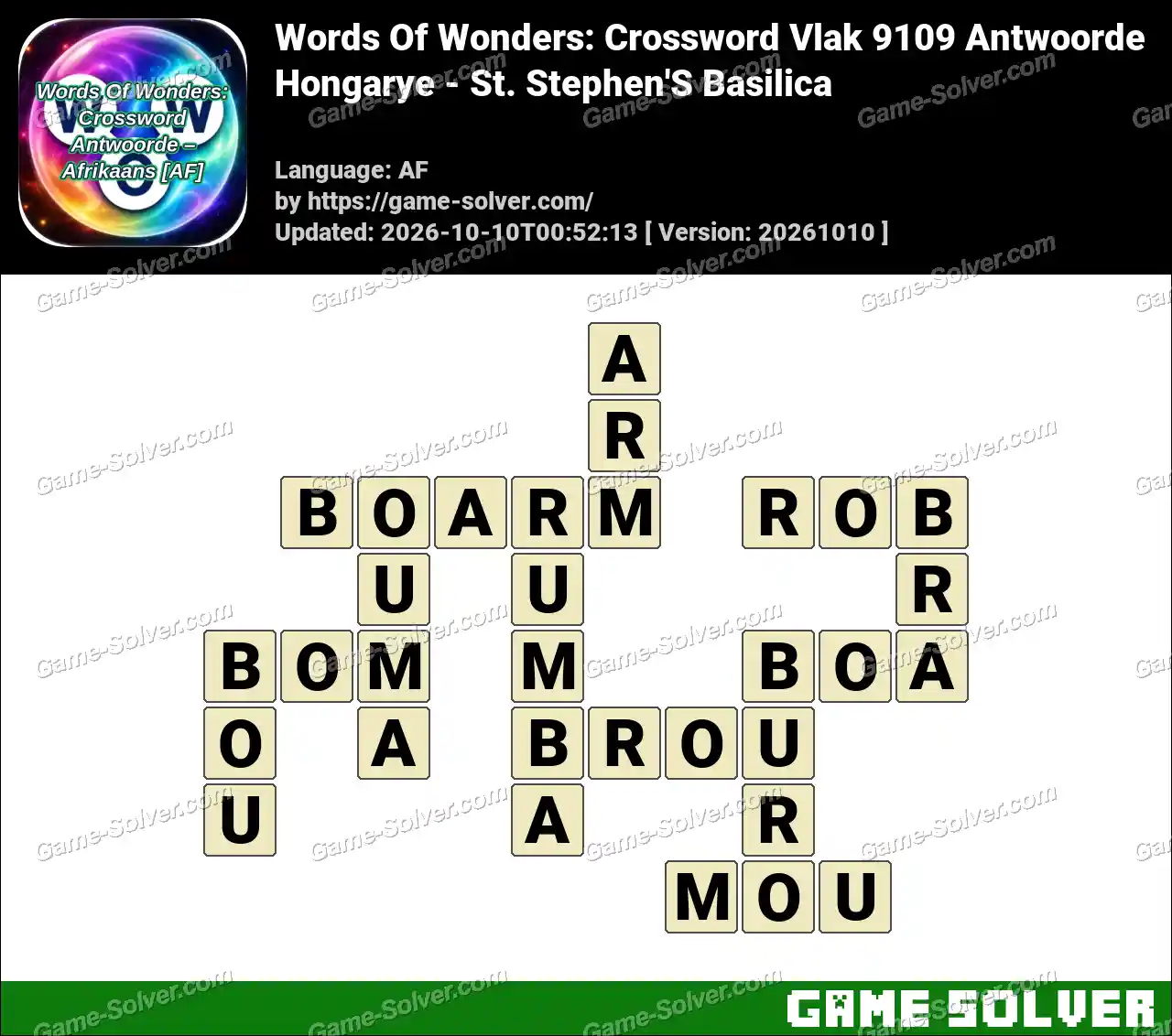 Words Of Wonders: Crossword Vlak 9109 Antwoorde – Hongarye – St. Stephen’S Basilica